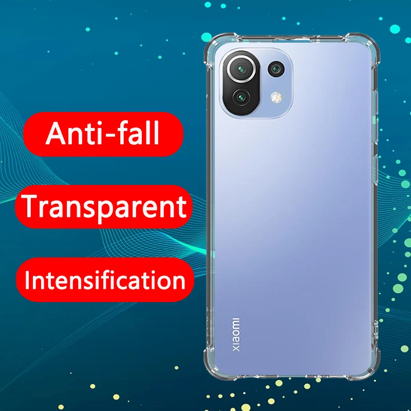 

Airbag Shockproof Fine hole Transparent Phone Case For Xiaomi Mi 11 Lite 4G 5G General case Anti-drop Lens Protection Case