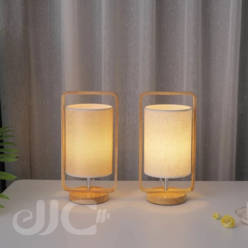 

USB Plug Cloth Lampshades Wood Table Lamps for Bedroom Bedside Lamp Portable Night Lights Wooden Kids Room Decor Gift