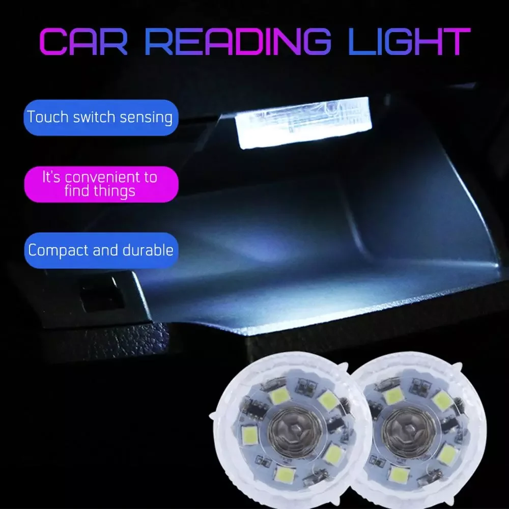 

2 Pcs Night Touch Lights Ceiling Car Interior Reading Lights Dome Trunk Armrest Box Waterproof LED Lights for Doors 5 LEDs