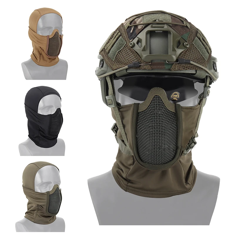 

Military Tactics Baraklava Mesh Mask Airsoft Colorful Bullet Full Face Protective Hood Steel Metal Mask Foldable Design