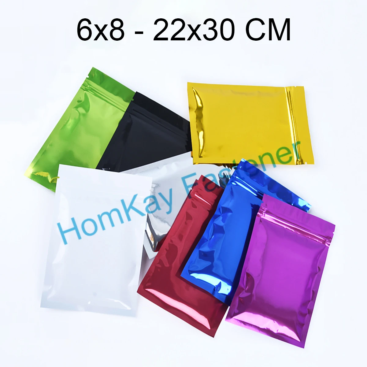 

100Pcs 6x8-22x30cm Color Aluminized Ziplock Bag Foil Flat Mouth Packaging Bag Food Sealing Plastic Bags Trial Packing Bag