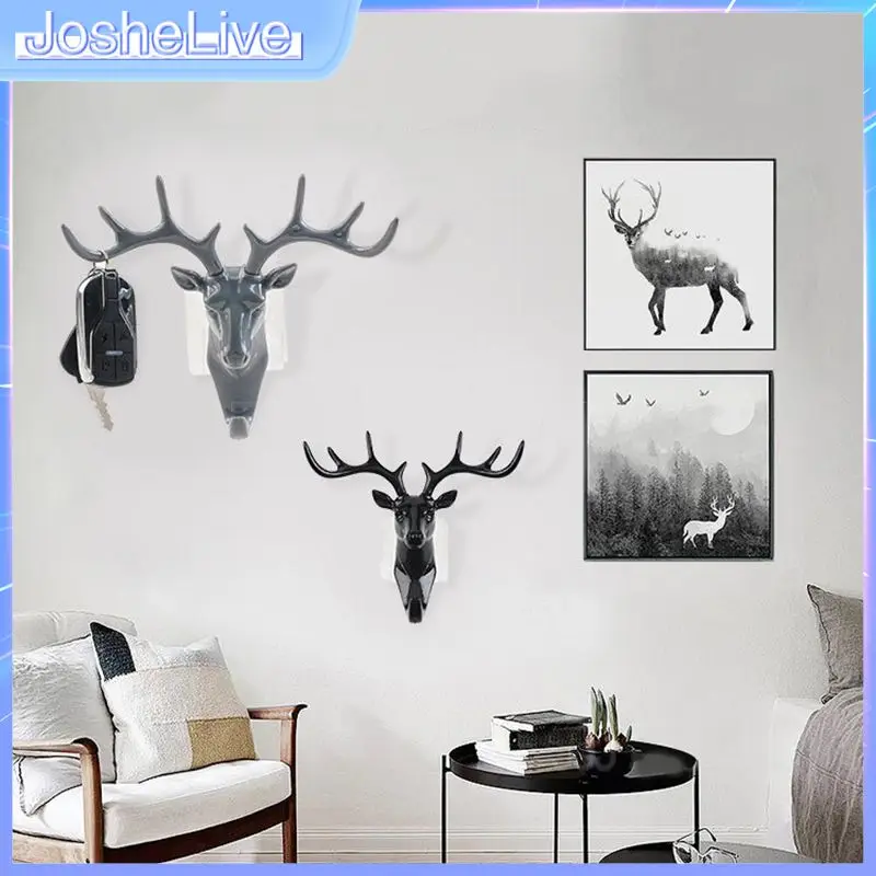 

Self Adhesive Antlers American Style Wall Coat Keys Bags Clothes Hook Wall Decor Hooks Storage Hangers Multi-purpose