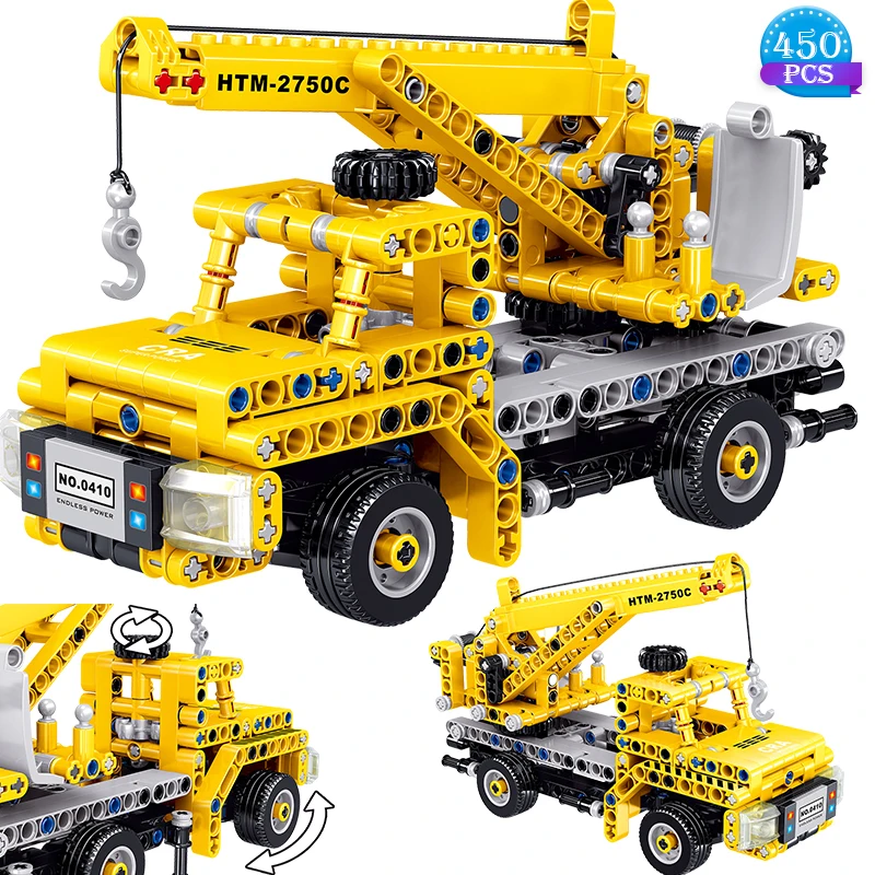 

Technical Ideas MOC Transporter Model Building Blocks Engineering Car Truck Crane Bricks Assembly Toys Holiday Gift for Boys