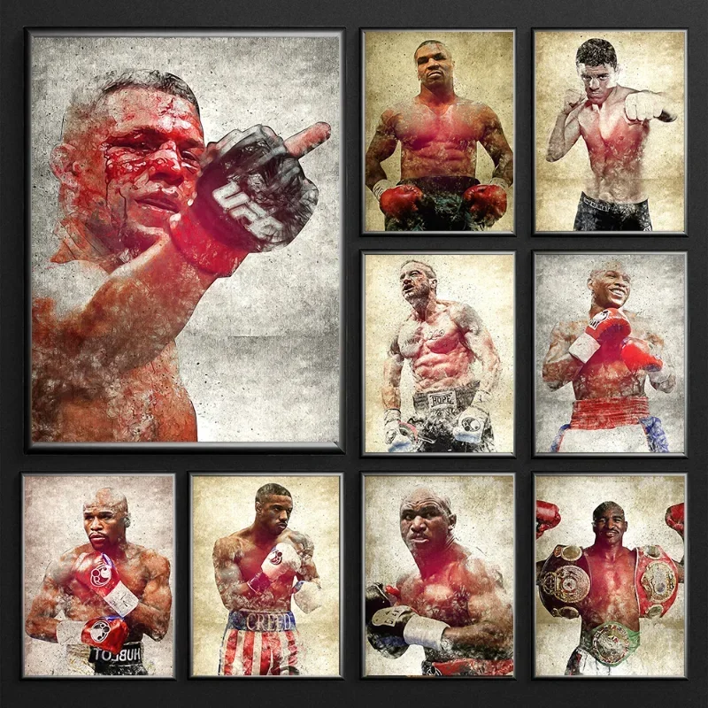 Фигурки легенды бокса абстрактные постеры Майк Тайсон/Nate Diaz холст картина с