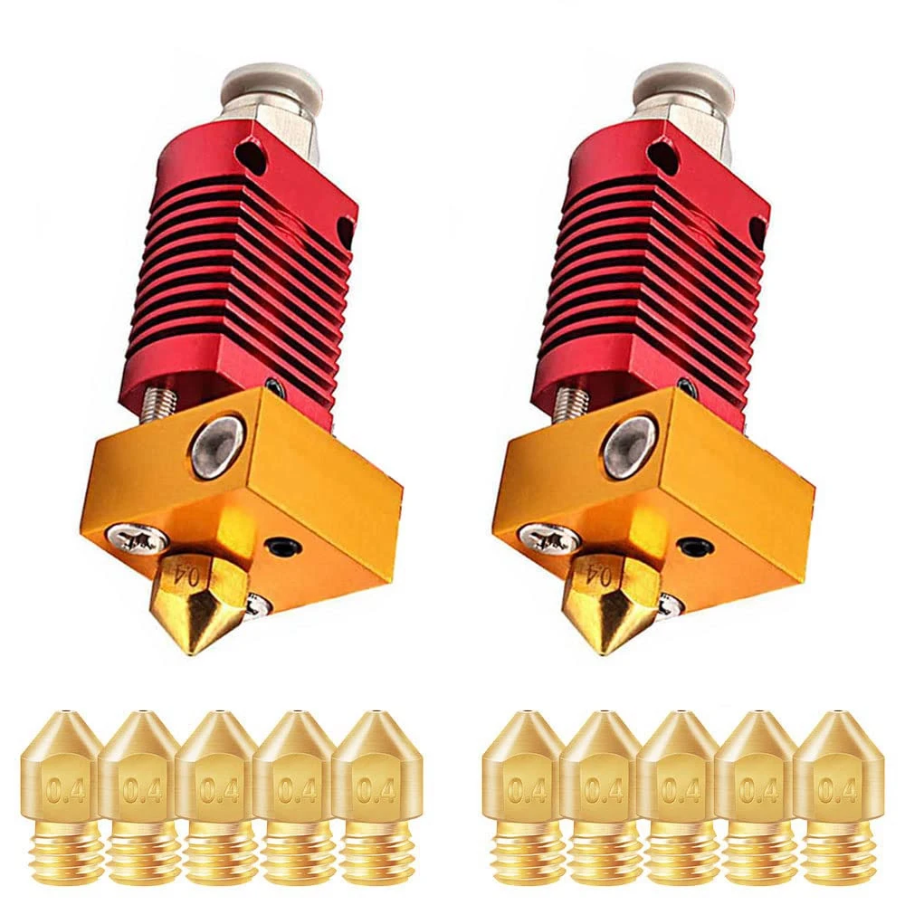 

2Pcs Ender 3 Hotend, with 10PCS Brass Nozzles, 3D Assembled Extruder Hotend Metal Hotend Kit for CR-10 / CR10 / CR10S