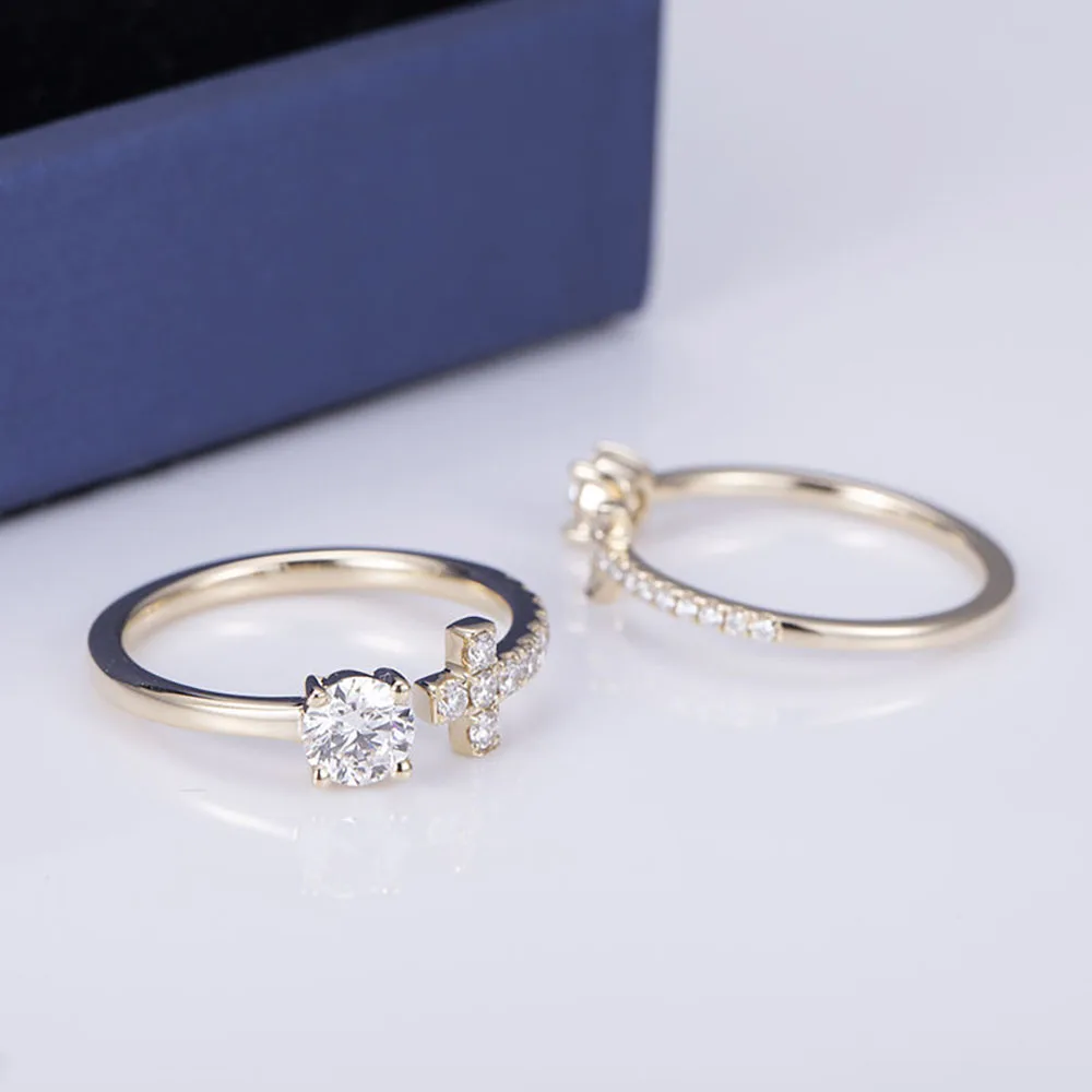 Обручальное кольцо с бриллиантом круглой огранки 1 карат желтое золото 14