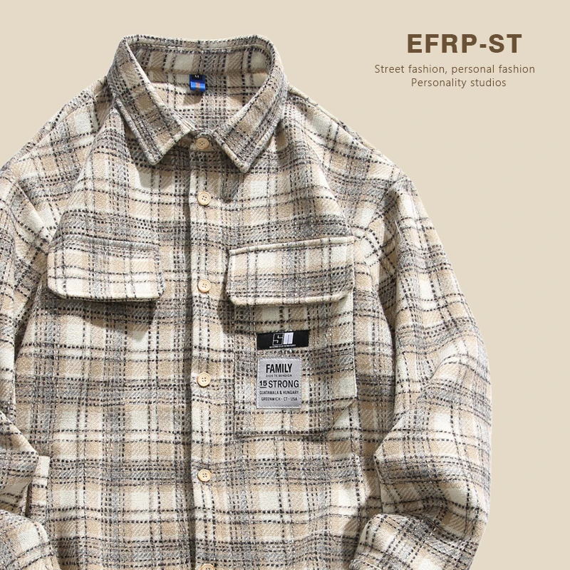 Plaid Control | EFRP Brand Non-Sexual Sle Sanding Woolen Shirts Men and Women