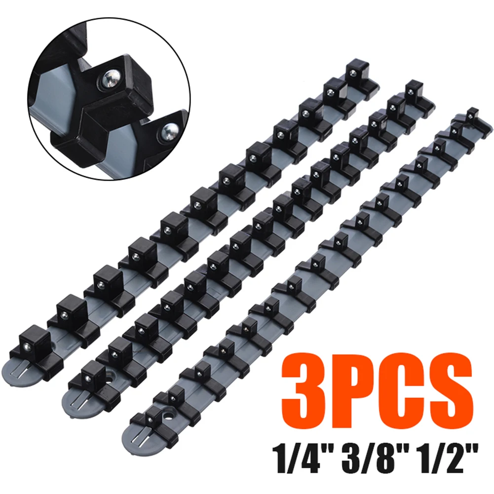 

3pcs 340mm Socket Organizer Tray Plastic Socket HolderSocket Holder 1/4" 3/8" 1/2" Socket Wrench Organizer