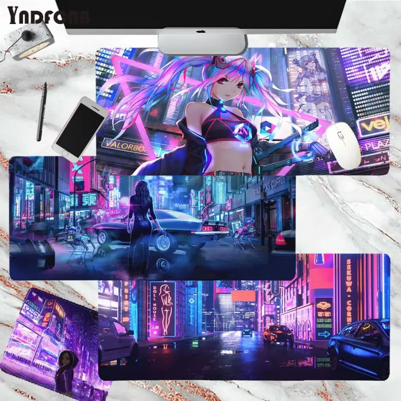 

Pink Japanese Neon In Stocked Durable Rubber Mouse Mat Pad for Office Long Table Mat Kawaii Desk for Teen Girls for Bedroom
