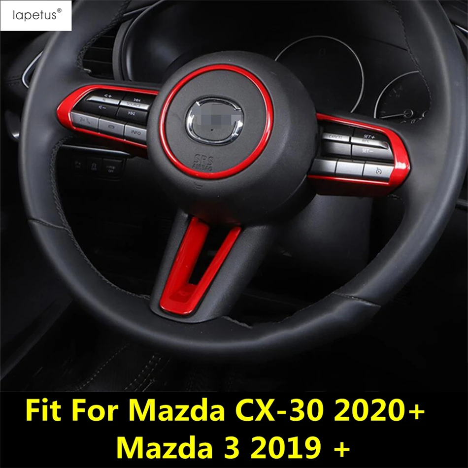 

Car Steering Wheel Frame Decoration Cover Trim For Mazda 3 2019 - 2022 CX-30 2020 -2022 Carbon Fiber / Red Accessories Interior