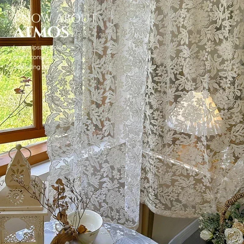

Шифоновые шторы, кремовые, кружевные