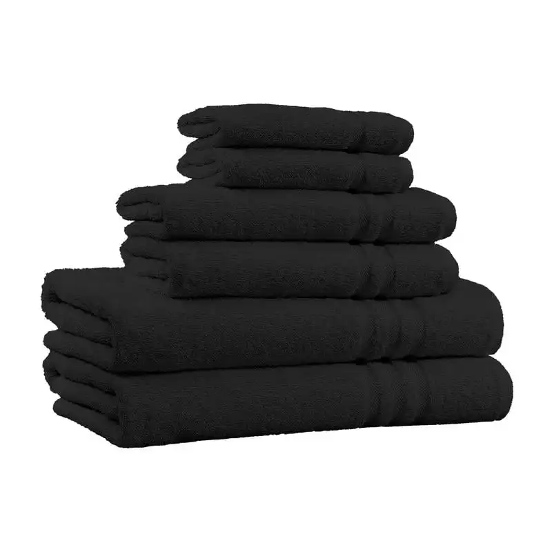 

100% Cotton 6-Piece Towel Set - Absorbent and Fade Resistant Bath Towels Set (Black)