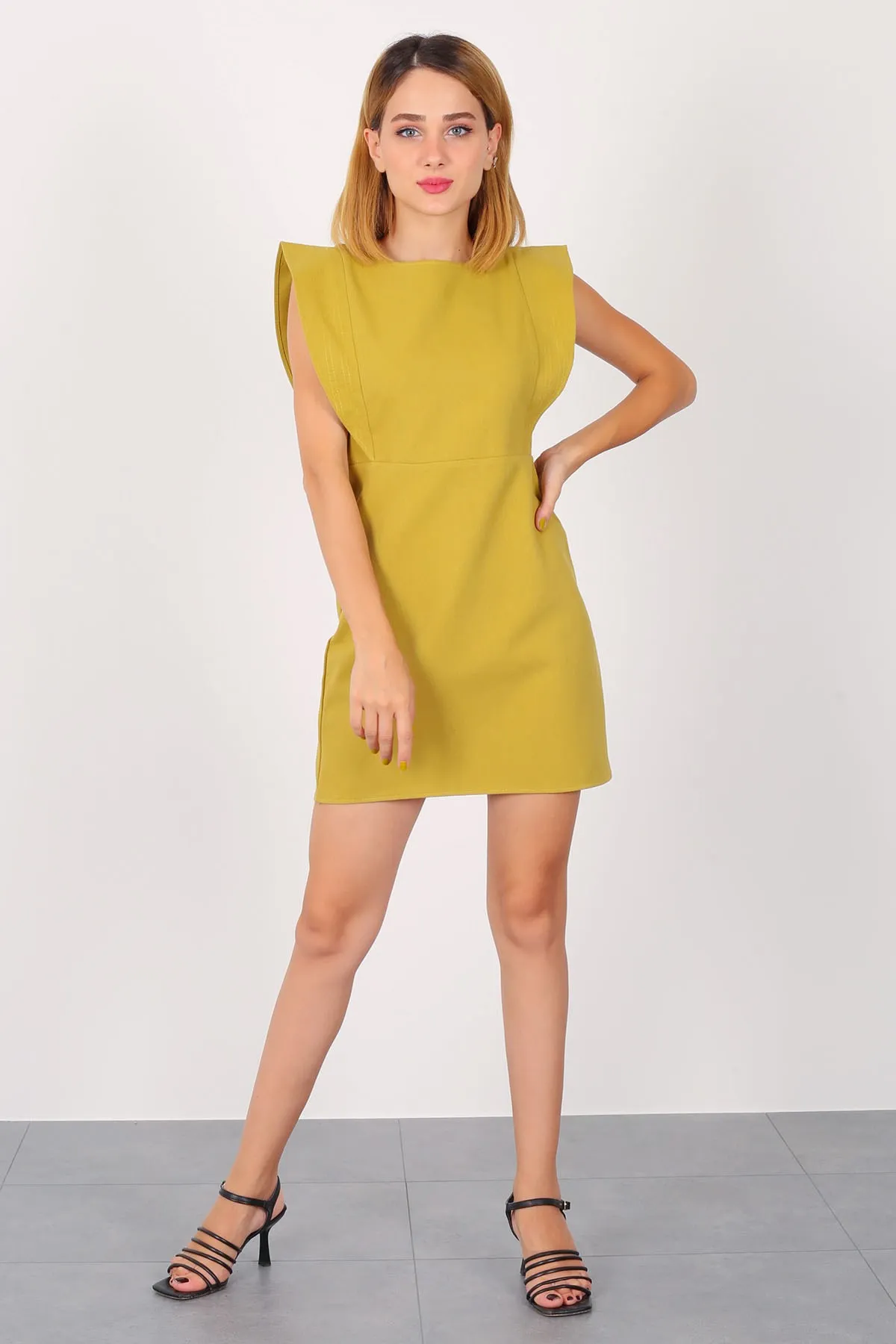 

Facette Women 20211134032 Khaki Flounces Mini Dress