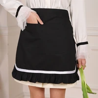 home kitchen skirt apron cotton black pleated lace japanese waist apron with pockets home western restaurant cafe ladies