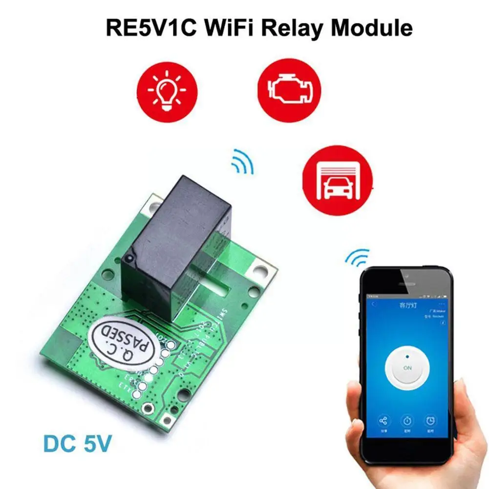 

Relay Module RE5V1C Switch Wifi Smart Switch 5V DC Control Wireless Switches APP/Voice/LAN Working Inching/Selflock Modes A0V8