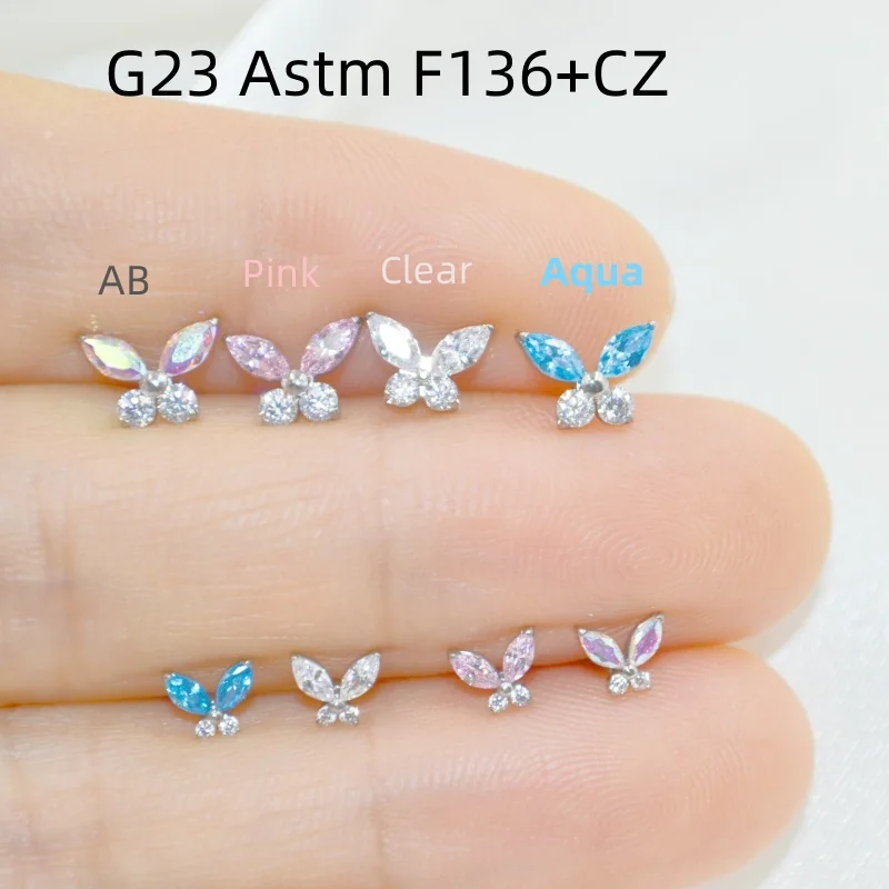 Lot10pcs G23 титановый Astm F136 CZ внутренняя резьба для губ Labret строка Козелка кружки