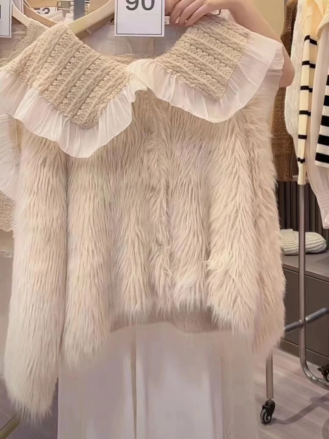 Весенне-осенний кардиган с кукольным воротником уникальное шикарное