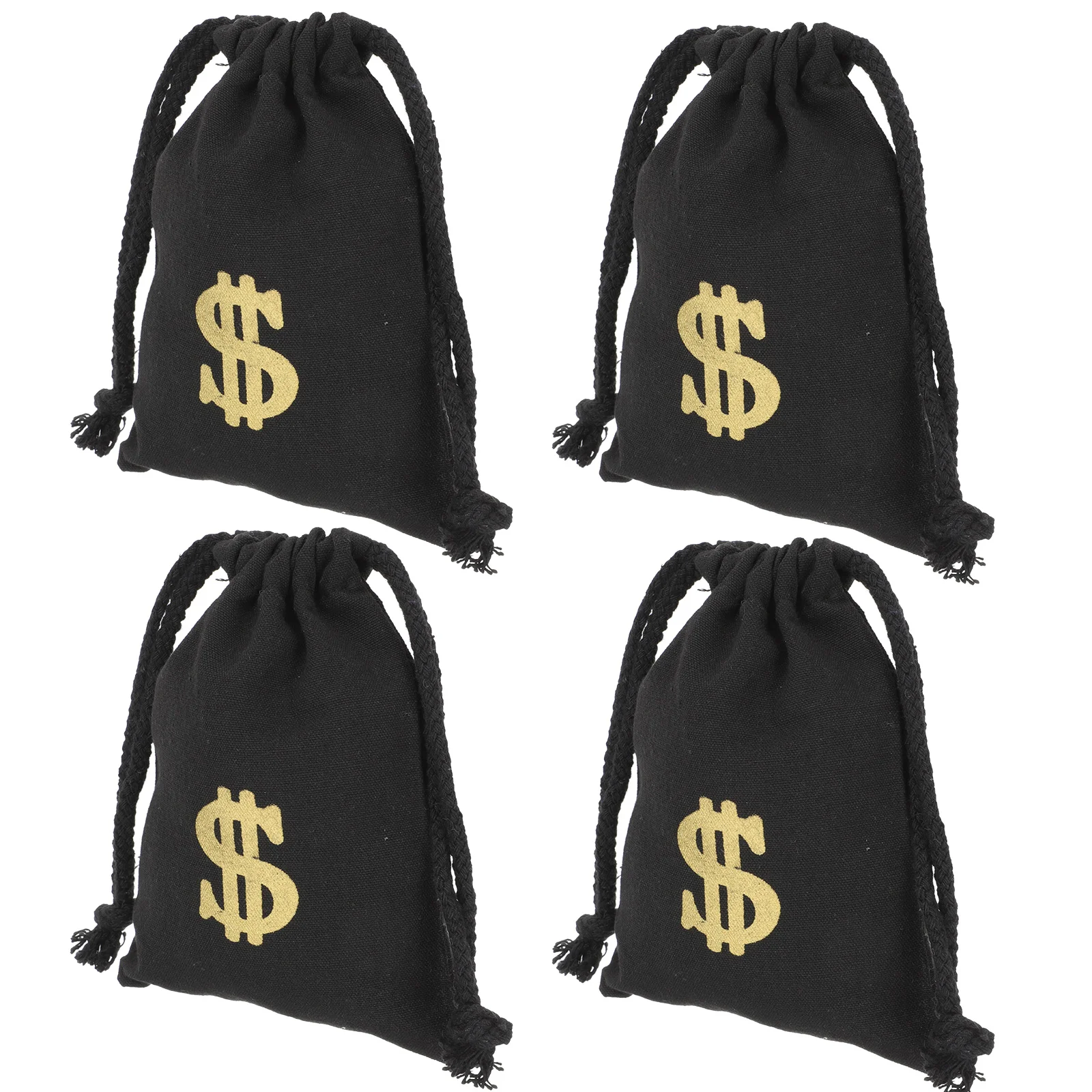 

4 Pcs Dollar Drawstring Bag Canvas Bags Alphabet Toys Party Gift Coin Candy Letter Pouch
