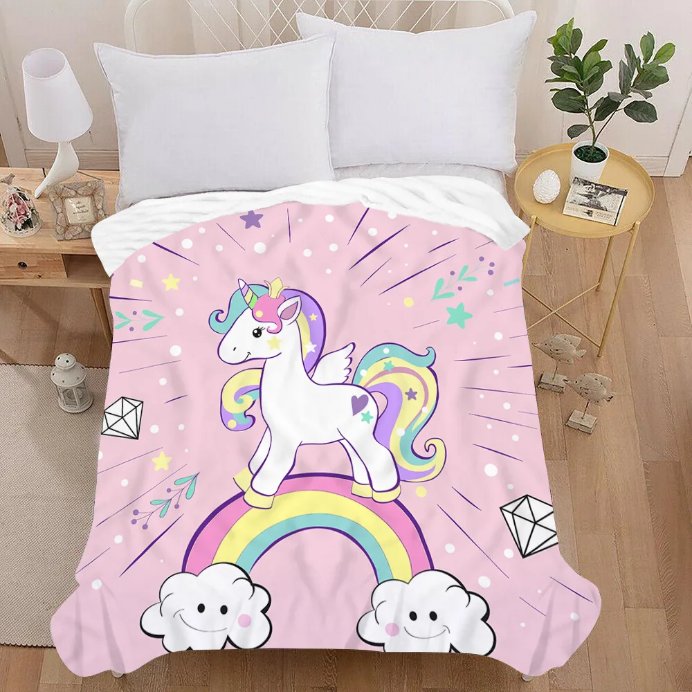 

Cartoon Unicorn Flannel Blanket Soft Warm All Season Throw Blankets for Bedroom Chair Car Sofa Couch Gift Decorative