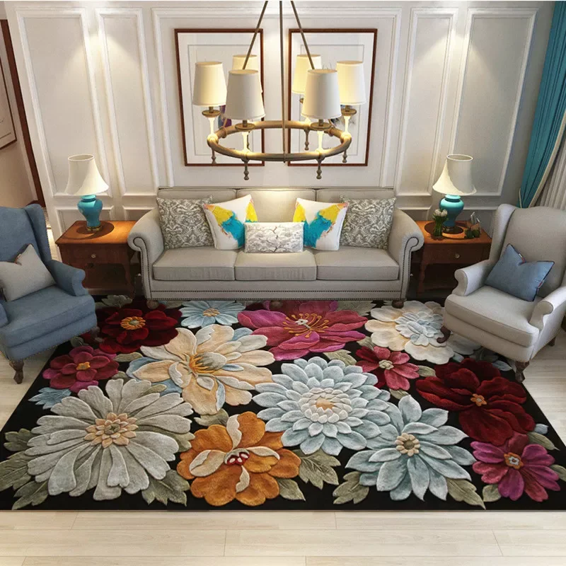 

NEW Classic 3D Flowers Pattern Printed European Style Soft Carpets For Living Room Anti-slip Rug Floor Mat Doormat