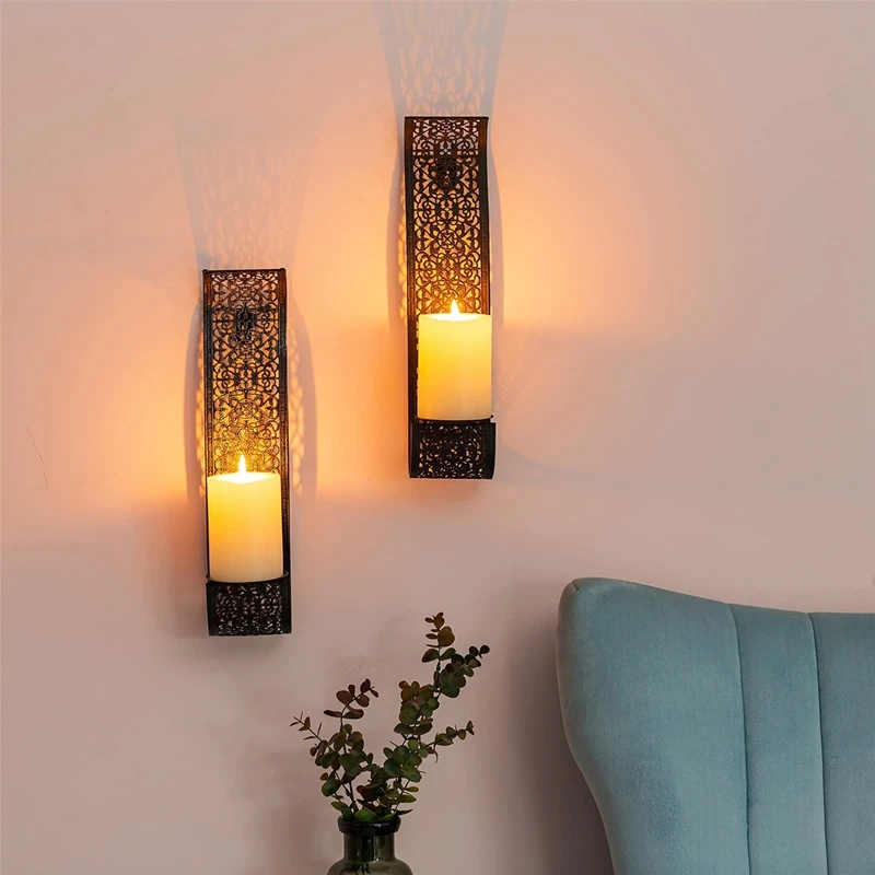 Shelving Solution Wall Sconce Candle Holder Wall-Mount Pillar Candles Holders for Room Decoration Candle Stand