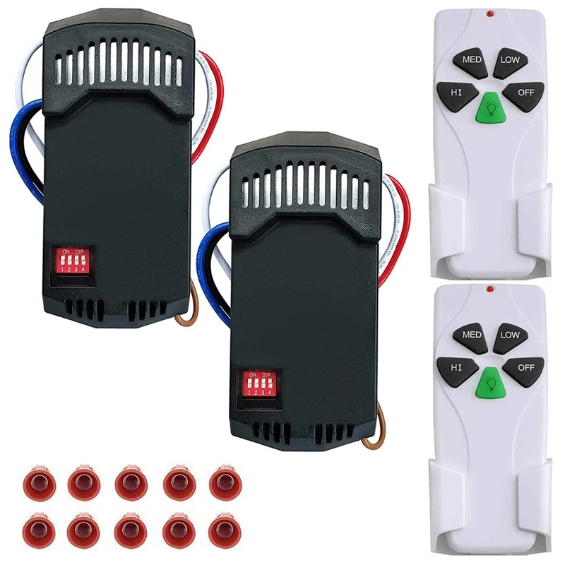 

JFBL Hot 2 Pack Universal Ceiling Fan Remote Control Kits With Light Dimmer 3 Speed Fan Receiver Lamp Dim Remote Replacement