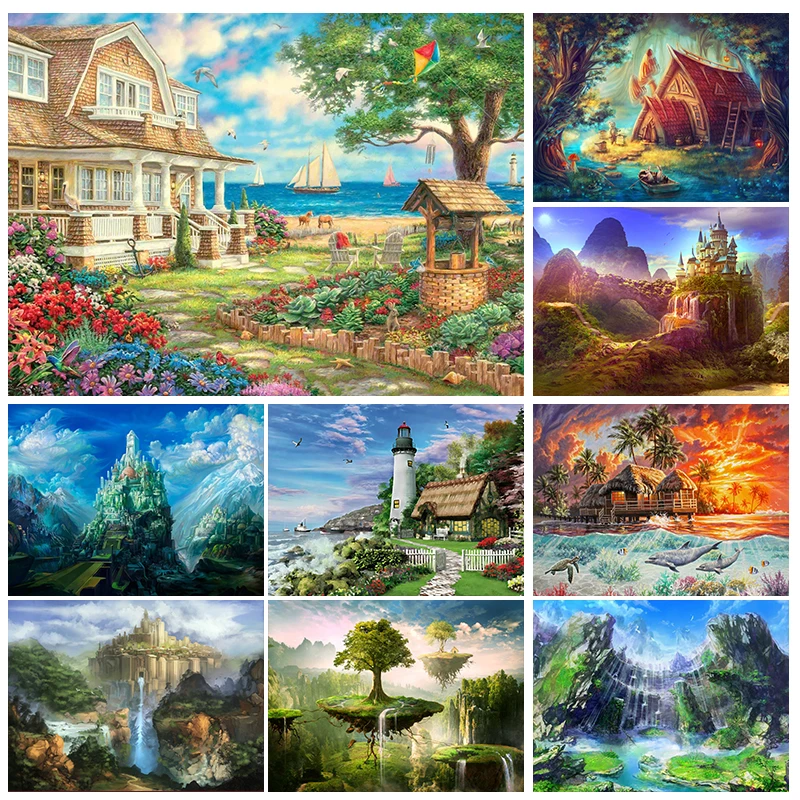 

5D DIY Diamond Painting Spectacular Architecture and Landscape Mosaic Diamond Embroidery Painting Full Rhinestone Home Decor