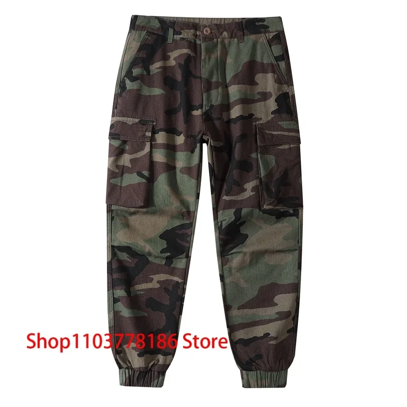 Men's Clothing Tactical Camo Pants Overalls Multi-Pocket Fleec Pant Sports Training Casual Work Army Green Camouflage Trousers