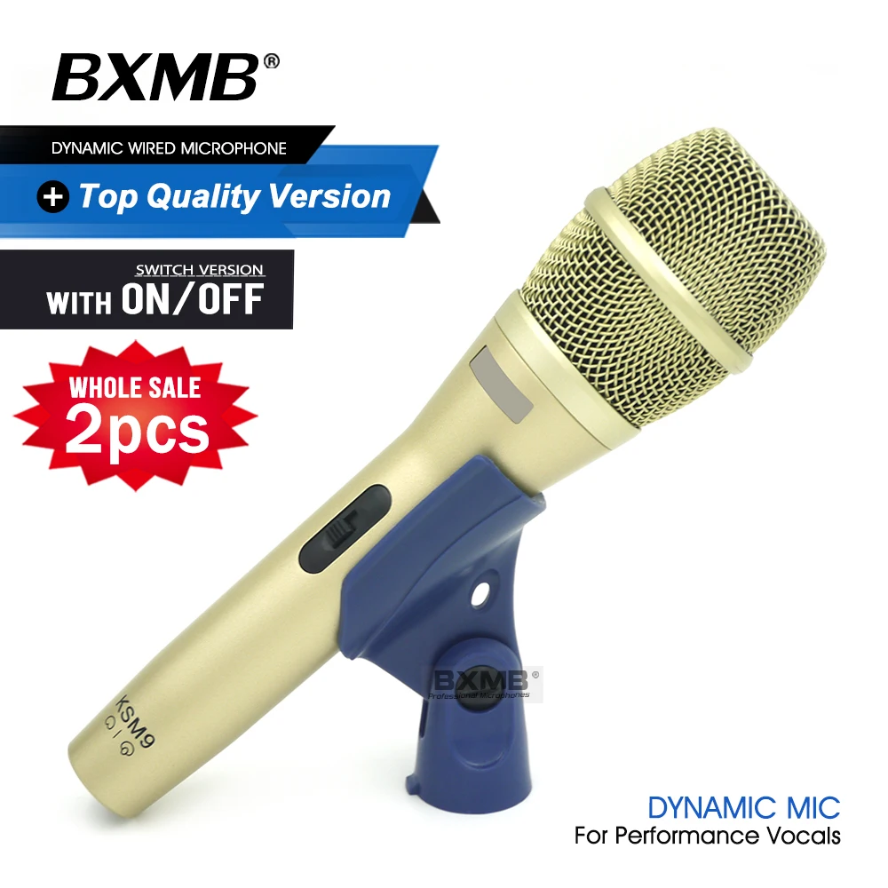 

2pcs Professional KSM9 Dynamic Wired Microphone KSM9C Mic with ON/OFF Switch For Performance Live Vocals Karaoke Stage Studio