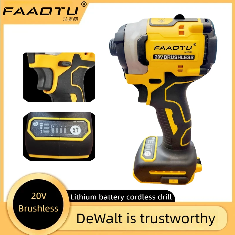 Фото Аккумуляторный ударный гайковерт FAAOTU DCF850 - совместим с батареями 20V DW, высокомощный перезаряжаемый электроинструмент №5