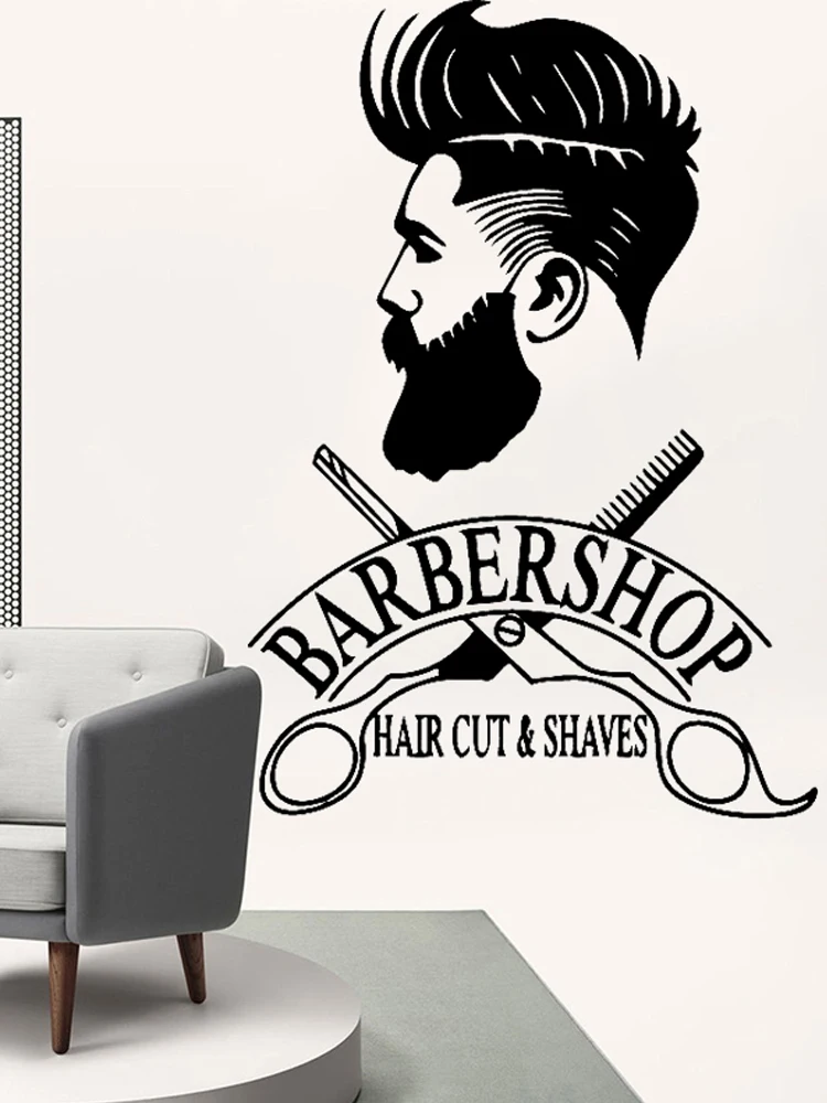 

Barbershop Barber Wall Sticker Barber Store Vinyl Decal Window Decoration Quote Haircut Shaves Decals Comb Art Mural Wallpaper