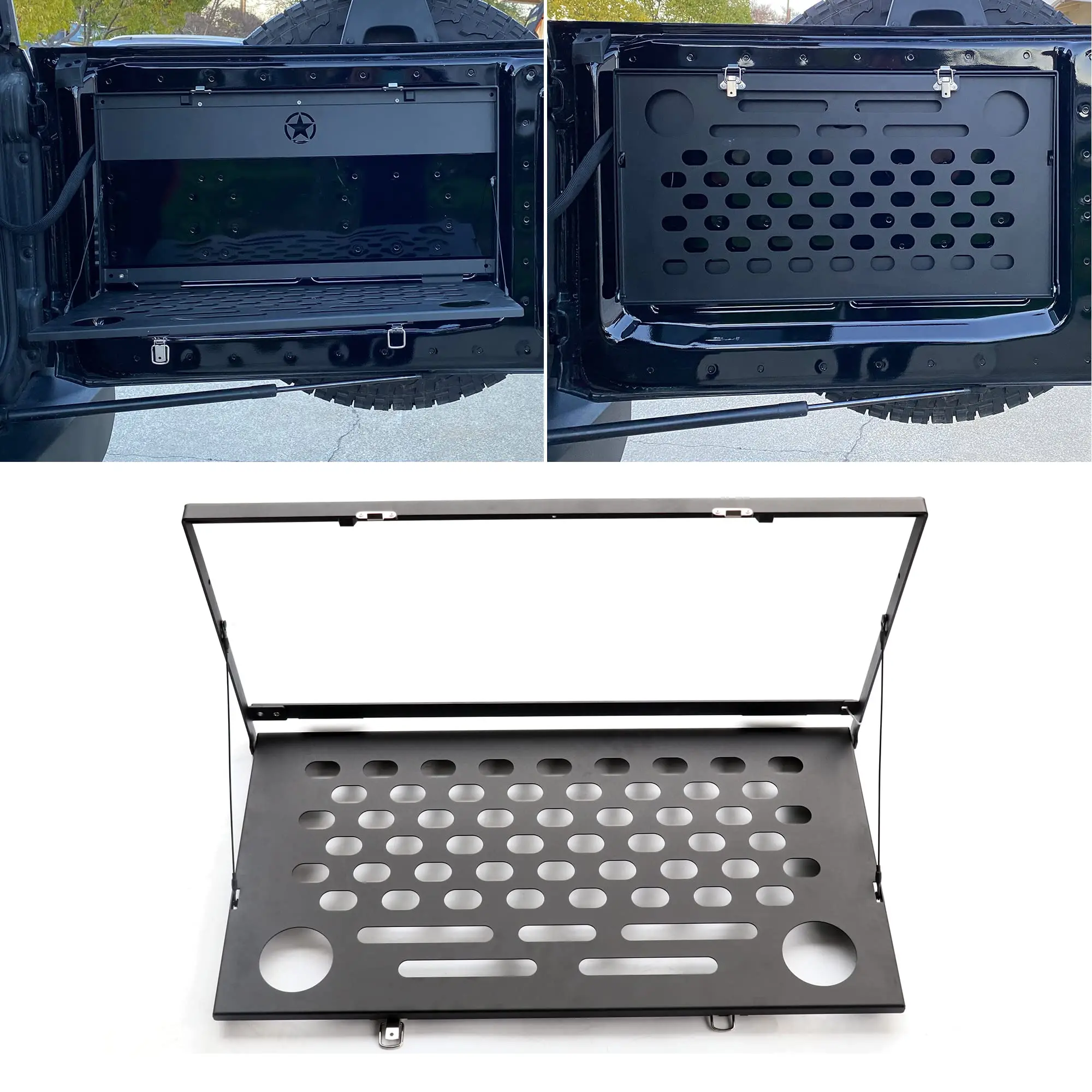 

Car Accessories Rear Door Foldable Table Cargo Shelf Storage Cargo Luggage Holder Tailgate Rack for Ford Bronco 20-22