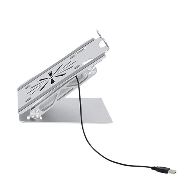 

Laptop Stand Aluminum Alloy Adjustable Folding Non-Slip With USB Cooling Quiet Fan For 10 To 17.3 Inch Laptop