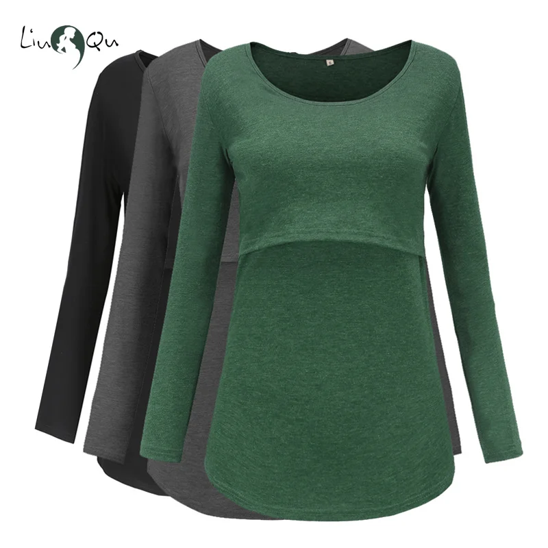 

Liu&qu Breastfeeding Top Maternity Clothes Casual Pregnant Women t Shirt Pregnancy Womens Clothing Plus Size S-xl Autumn Winter