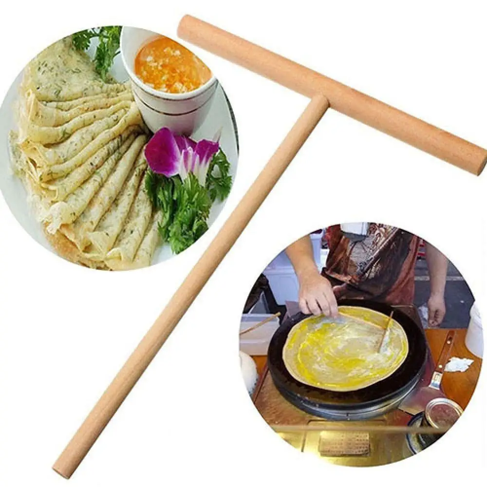 

1 Pcs DIY Chinese Specialty Crepe Maker Pancakes Batter Wooden Shelf Spreader Stick Home Restaurant Canteen Kitchen Tools