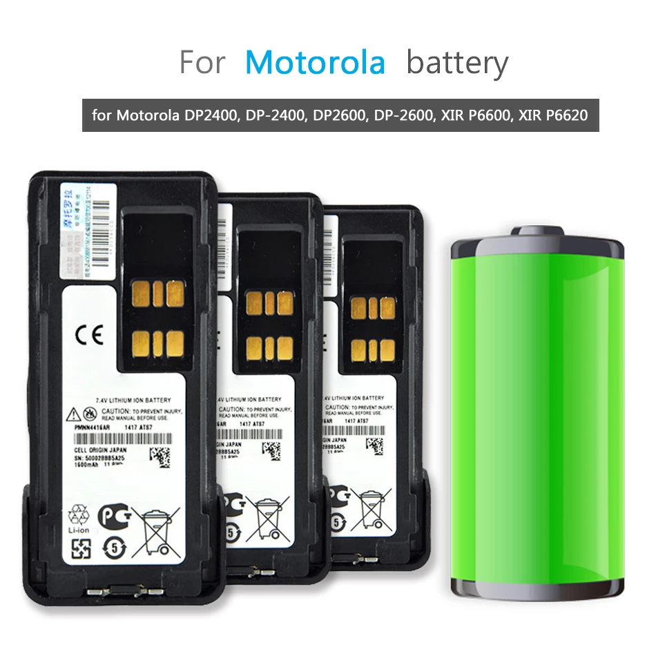 

PMNN4415/PMNN4416 Battery 1650mAh For Motorola DP2400, DP-2400, DP2600, DP-2600, XIR P6600, XIR P6620 Li-ion Bateria