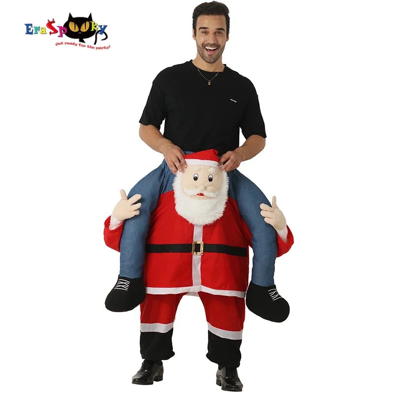 Фото Eraspooky Забавный костюм Carry Me Ride On Me, Рождественский костюм Санта-Клауса для взрослых, карнавальные брюки с ношением на спине, новинка, платье №1