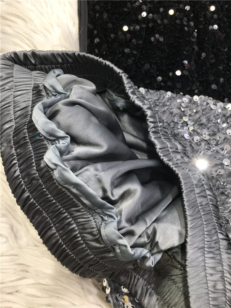 Blingbling Handmade Sequins Women Shorts All-match Elastic High Waist Sports Shorts Shiny Wide Leg Casual Pants 2023 Summer