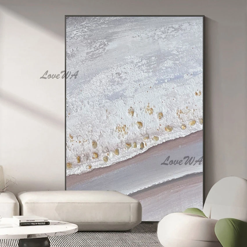 

Home Goods Wall Art Decoration Abstract White Acrylic Canvas Oil Painting Showpieces Artwork Hand Item Murals Canvas Picture