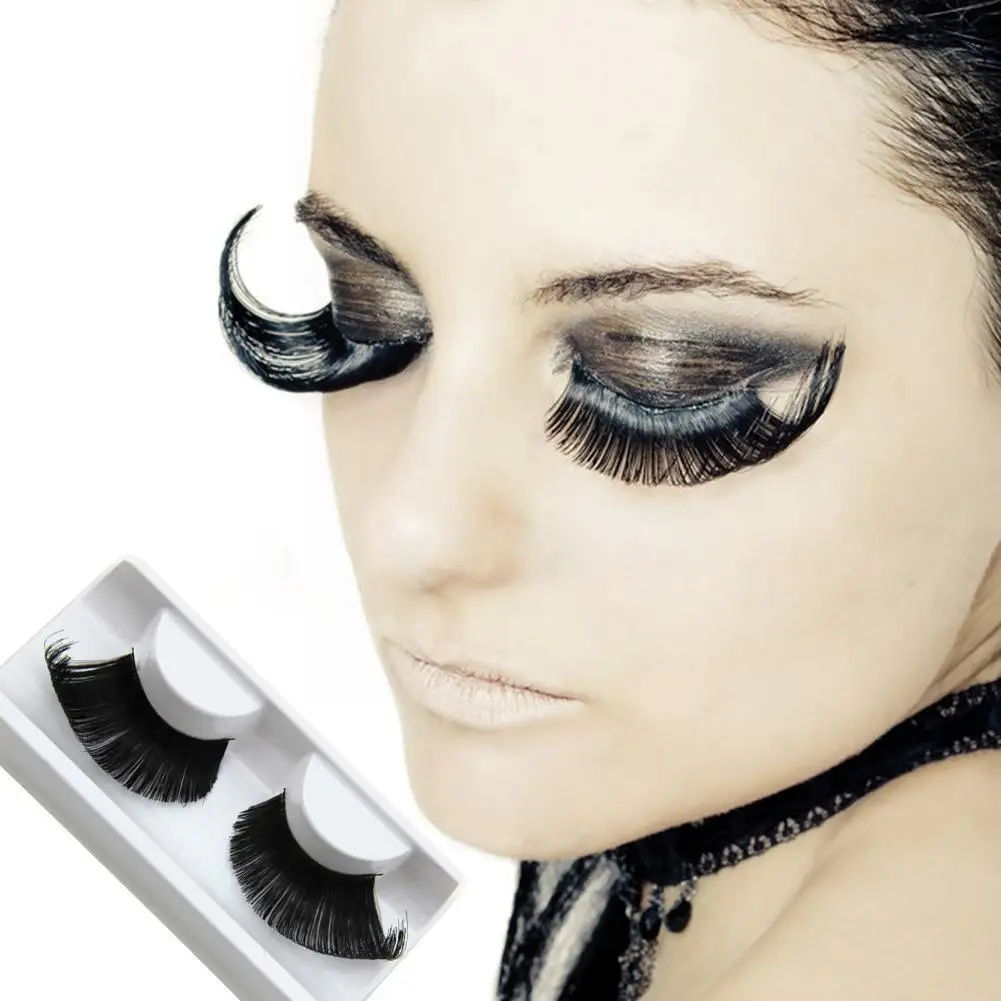 

1Pair Black Feathers Makeup Eyes Lash New Exaggeration Up Christmas Women Make False Party Stage Beauty Eyelashes N7A3