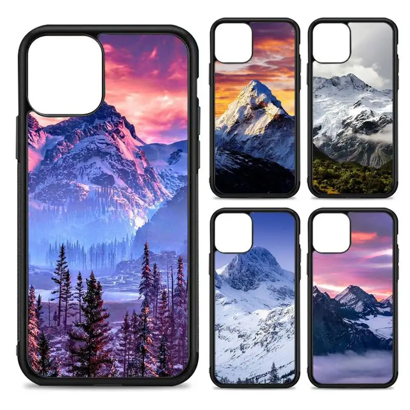 

FHNBLJ Snow Mountain Phone Case Silicone PC+TPU Case for iPhone 11 12 13 Pro Max 8 7 6 Plus X SE XR Hard Fundas