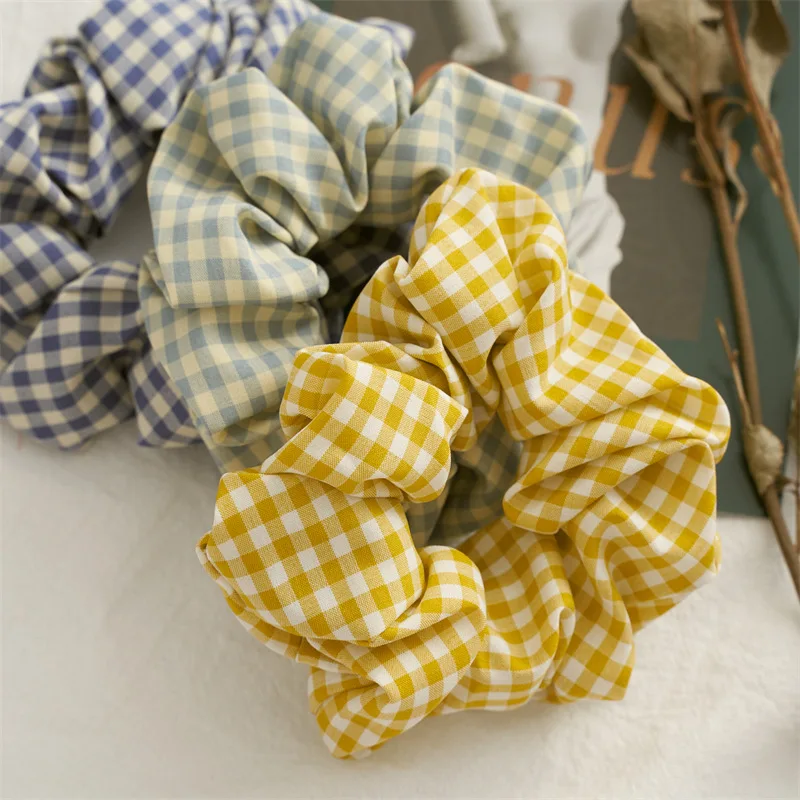 

6Pcs/set Woman Fashion Scrunchies Sets Plaid Hair Ties Girls Ponytail Holders Rubber Band Female Hairband Hair Accessories