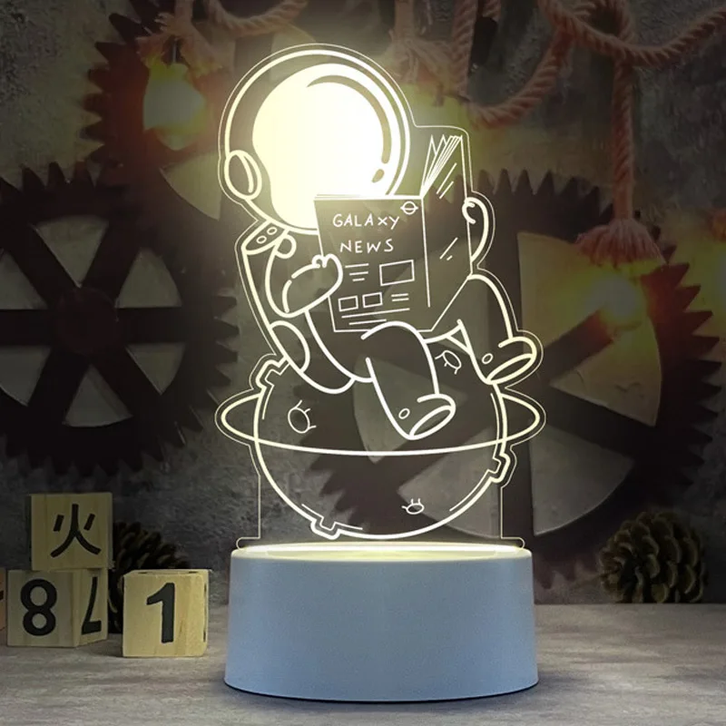 

Astronaut Model Night Light Acrylic Spaceman Figure Craft Bedroom Bedside Table Lamp Ornament Kids Room Decoration