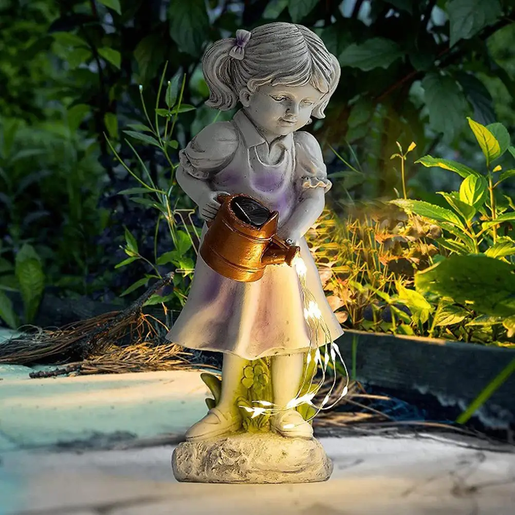

Solar Powered Angel Statue Light Resin Garden Ornament Road Lamp Adornment Outdoor Garden Yard Layout Decoration for Patio Lawn