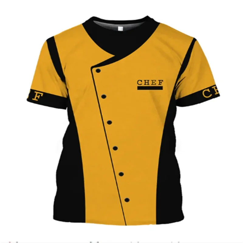 

Summer Fashion Men's And Women's T-shirts 3D Printed Chef Uniform Knife Kitchenware Quick-drying Short-sleeved Children's Top