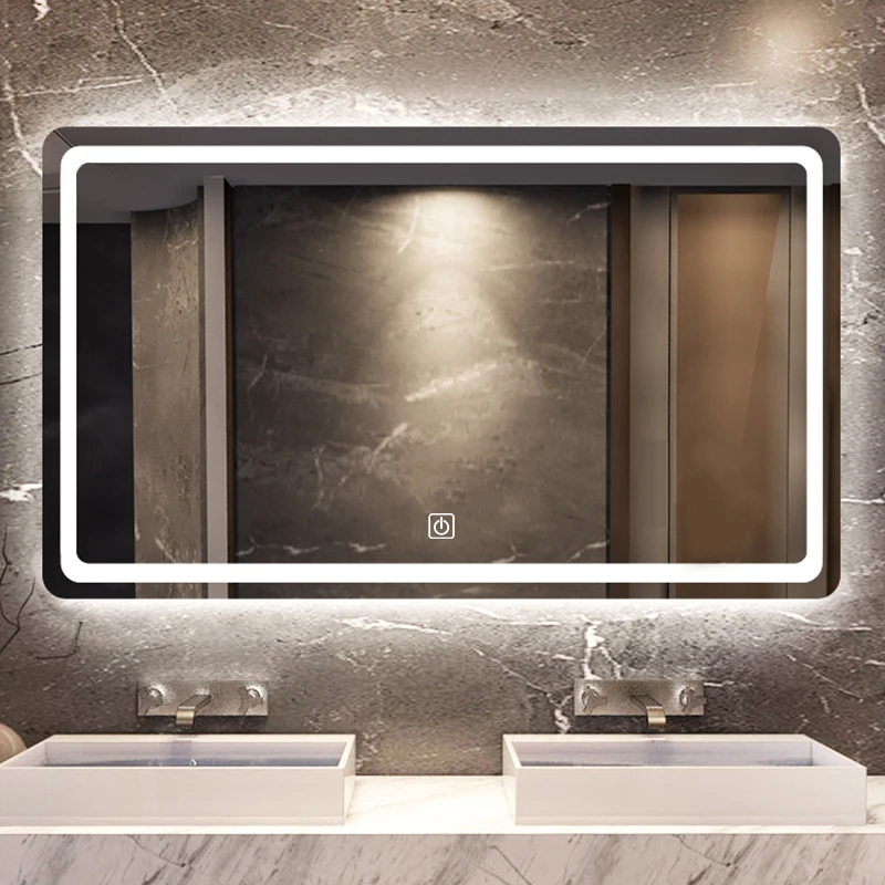

80 * 60cm Smart Bathroom Mirror Cosmetic Mirror With Light Wall Mirror Led Three-Color Light Rectangle