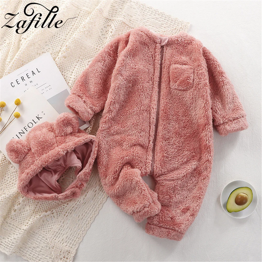 ZAFILLE детские комбинезоны на молнии Зимняя флисовая одежда для сна новорожденных