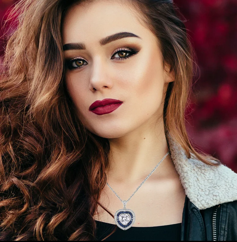 Роскошное ожерелье с подвеской в форме сердца ANGLANG свадебное синим кубическим