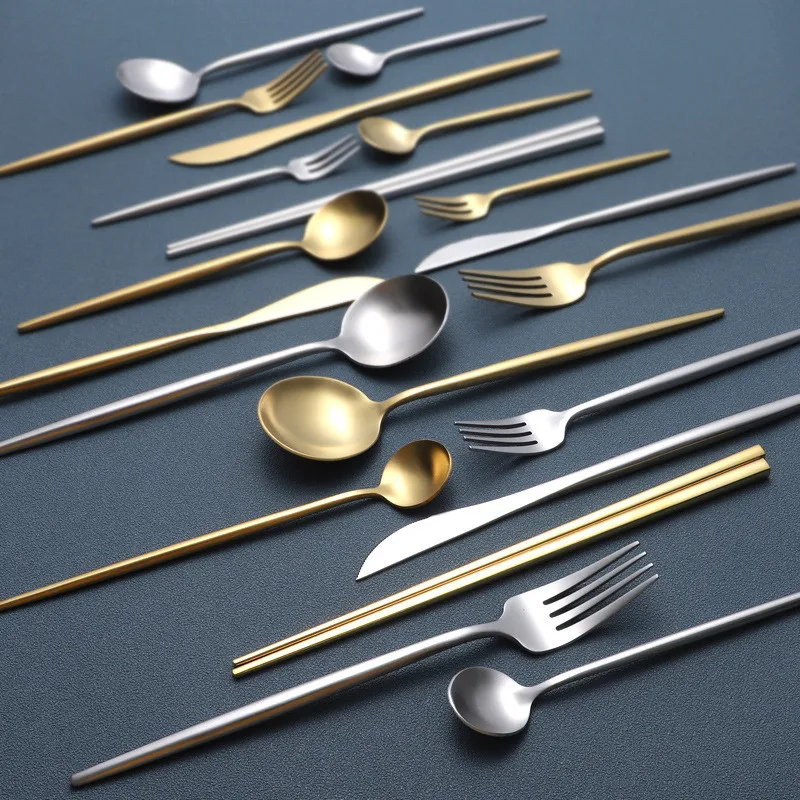 304 Stainless Steel Tableware Portugal Series Europe And America Titanium Western Steak Knife Fork Spoon Chopsticks Set |