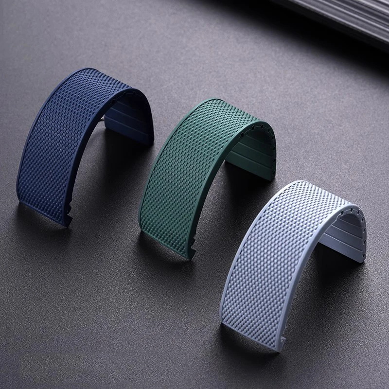 Резиновый ремешок для часов с изогнутым концом 21 мм Longines Conquest HydroConquest L3.781/782/742